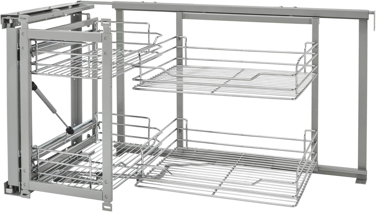 Chrome Sliding 4-Shelf Blind Corner Cabinet Organizer F28195