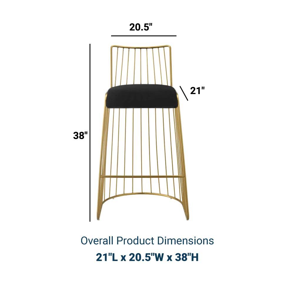 Gold Stainless Steel Velvet Bar Stool L359