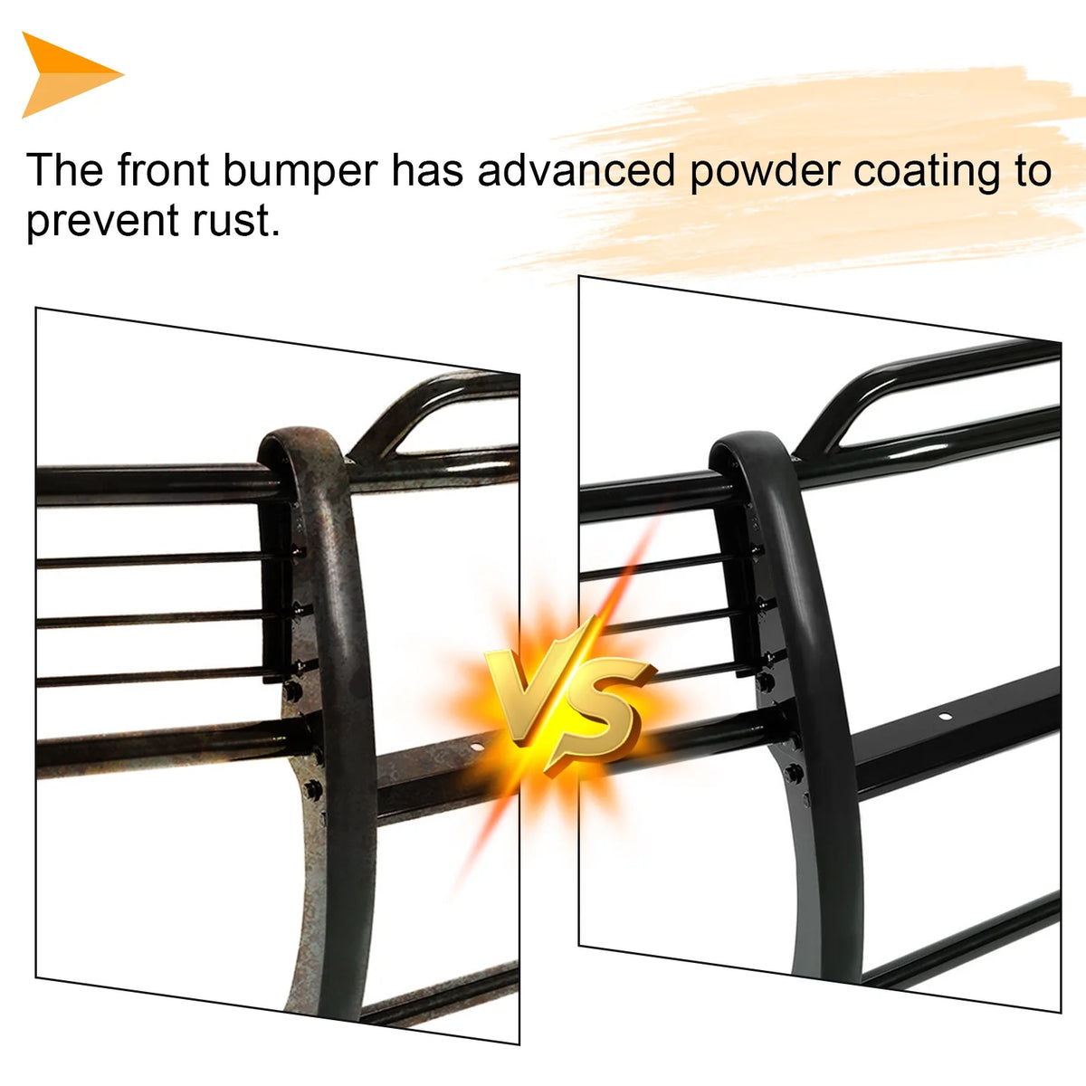 Front Grille Brush Guard for Pickup Truck Powder Coated Black Steel K7331