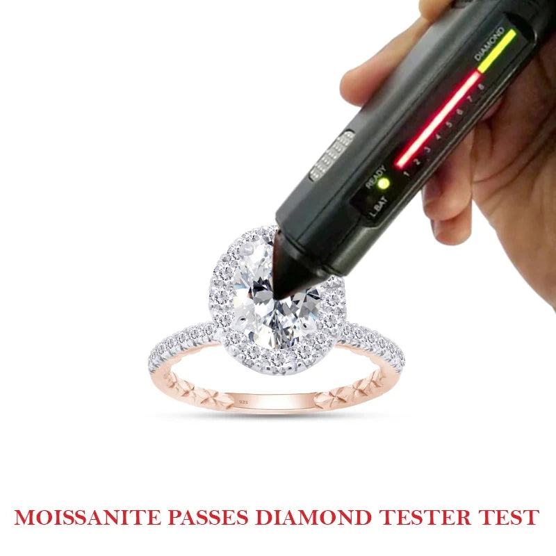 14K Rose Gold Over Sterling Silver Moissanite Solitaire Halo Engagement Ring R34380