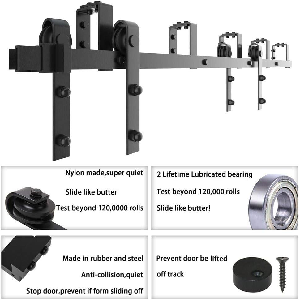 4FT Metal Sliding Bypass Barn Door Hardware Kit L74671