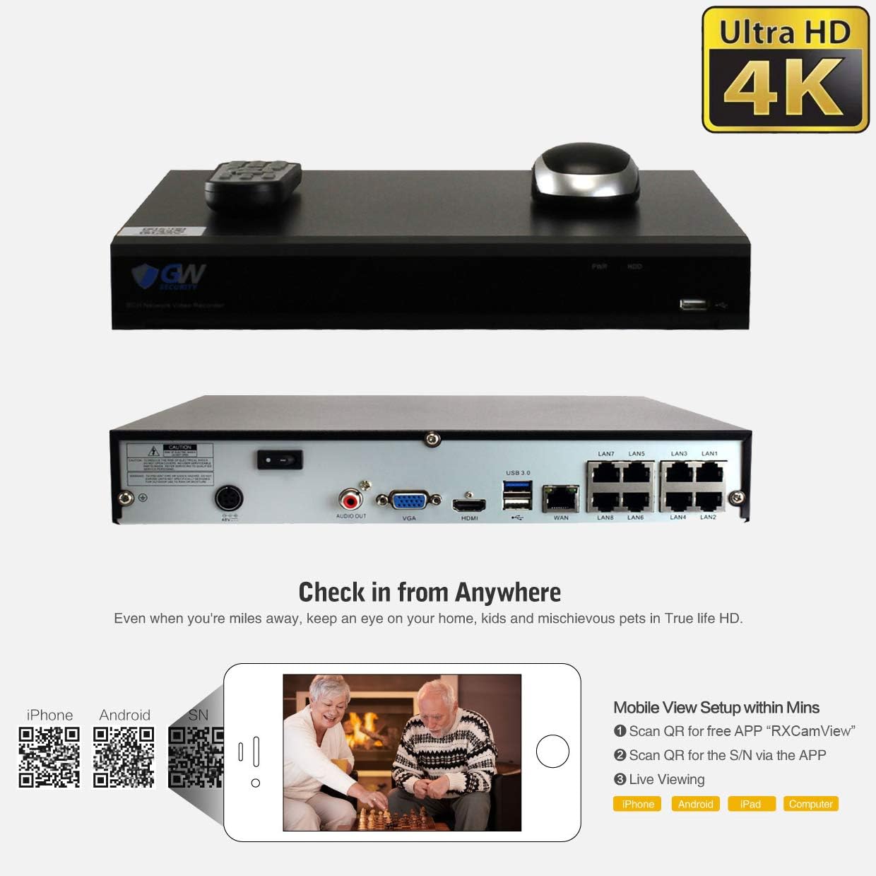 4K AI IP Bullet Security Camera System with 8CH NVR and 2TB Hard Drive W8894