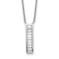 925 Sterling Silver Rhodium Plated CZ Vertical Bar Necklace 17.5" N4176