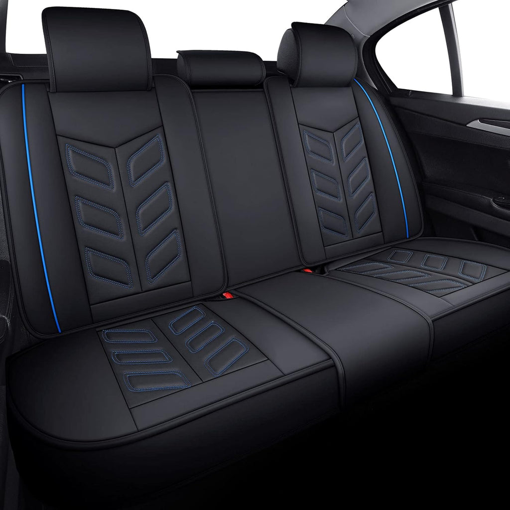 Front Pair Black+Red Faux Leather Car Seat Covers O22562