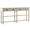 4-Drawer Console Table with 2 Shelves, Cream F893