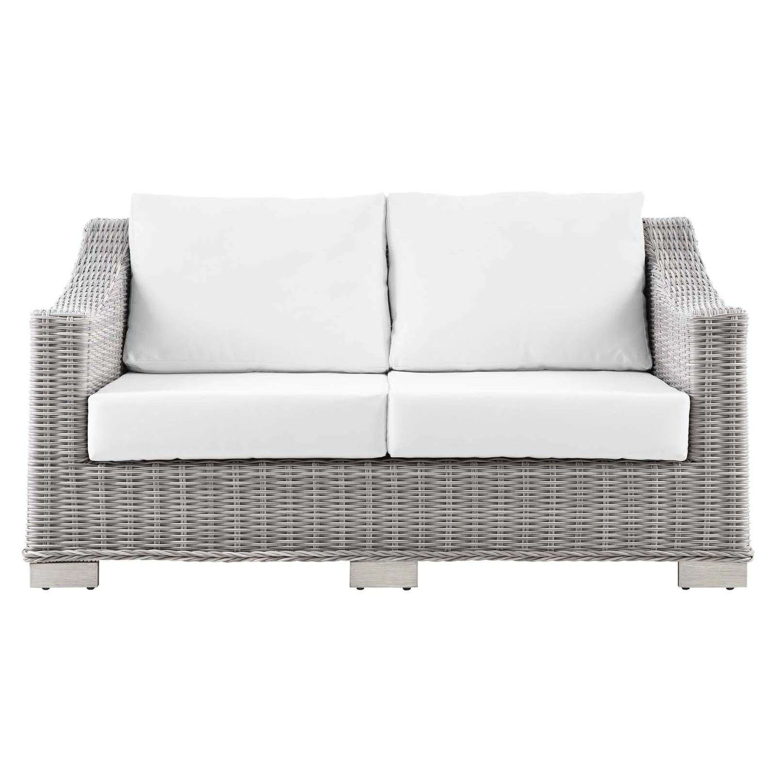 Light Grey Rattan Loveseat Sofa J8725