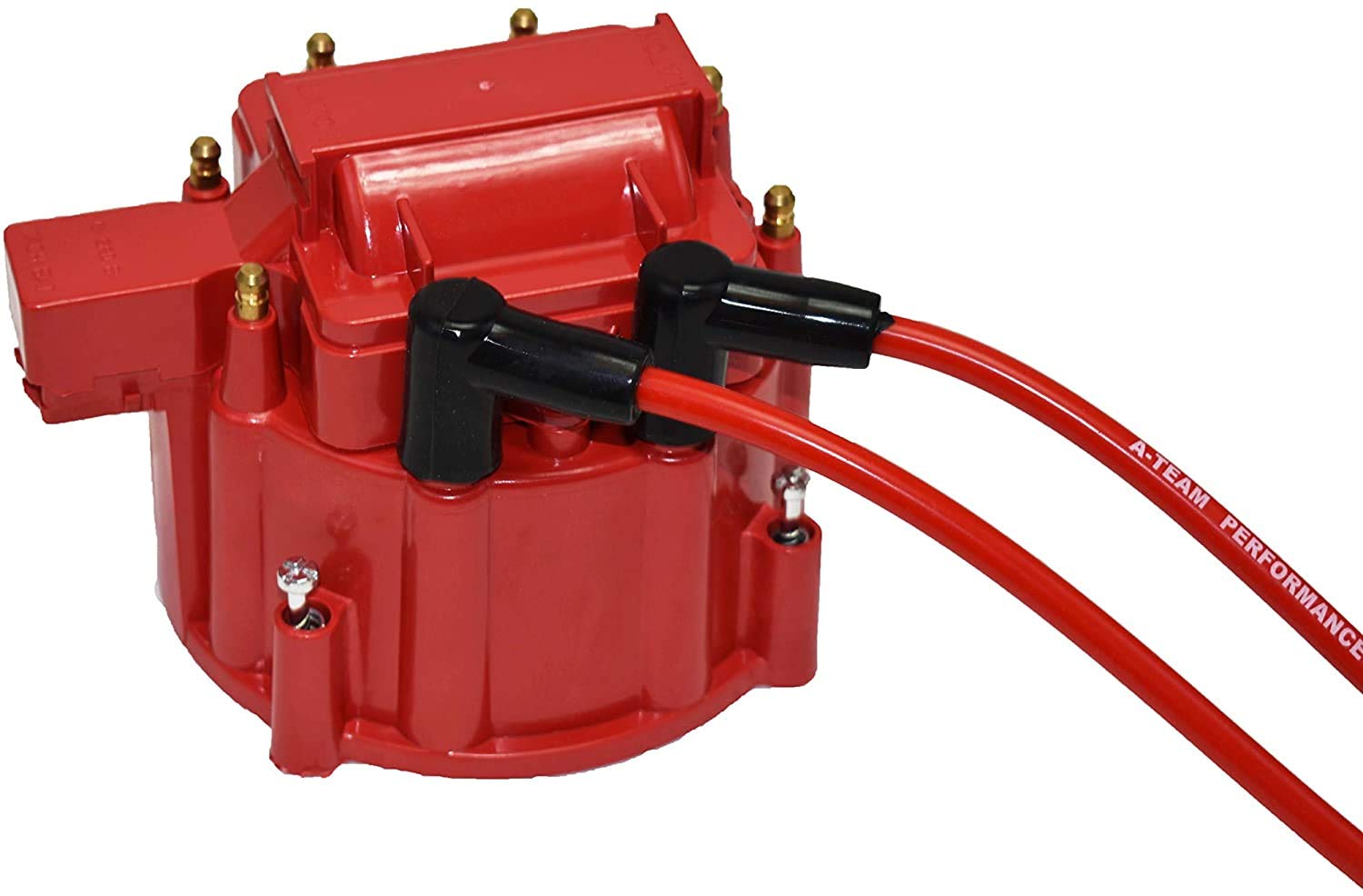 HEI Distributor, 8.0mm Spark Plug Wires, and Battery-Pigtail Harness Kit with Red Cap R516
