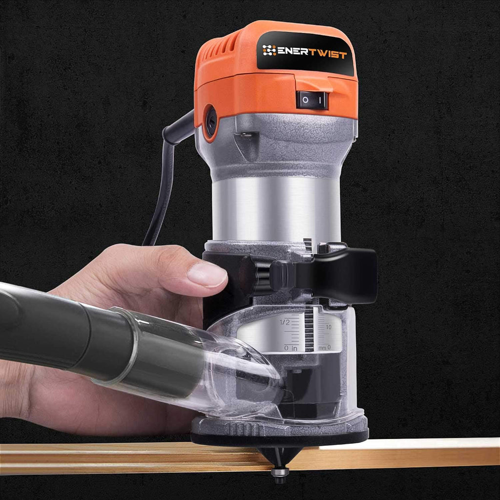 Compact Router Tool, 7.0-Amp 1.25HP Variable Speed Wood Router Kit with Fixed Base, 1/4" & 3/8" Collets, Edge Guide, Dust Hood, Pack of 2 J620