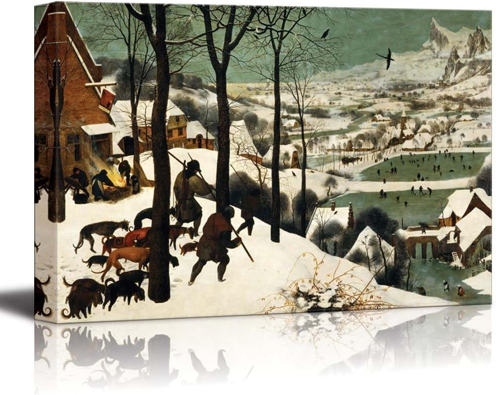 Ski and Foot Prints Through The Snowy Forest Canvas Prints Wall Art 24 x 36 G890523
