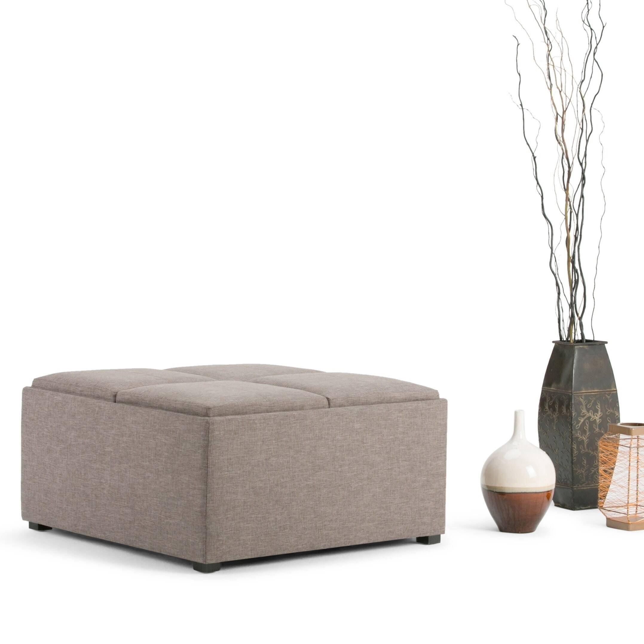 Distressed Black Square Table Ottoman X513928