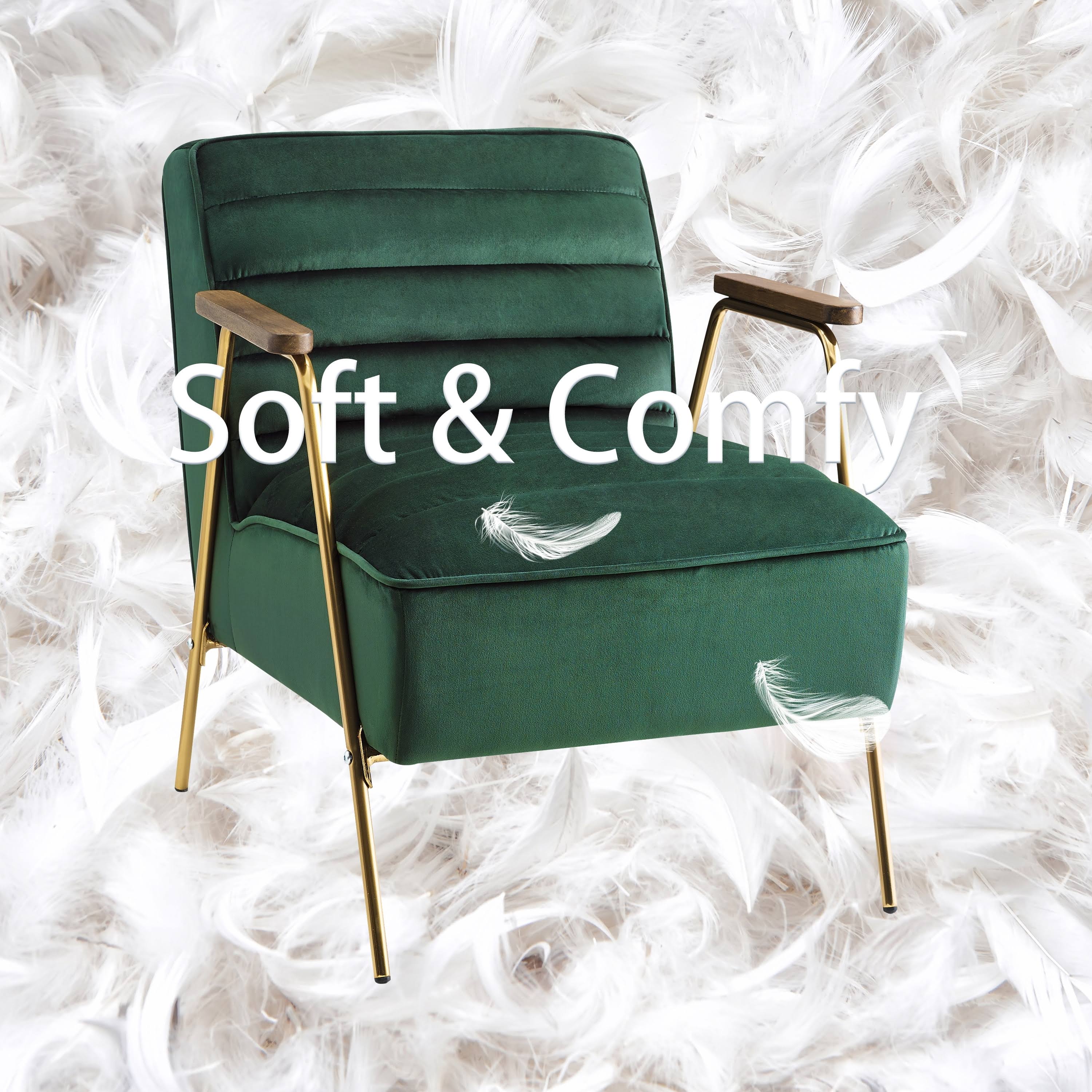 Velvet Ribbed Accent Chair with Metal Frame C356