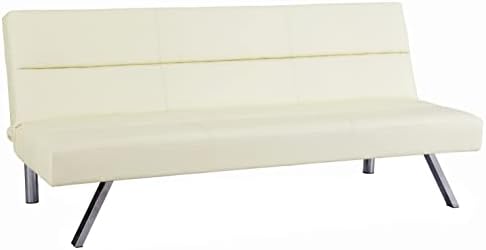 Faux Leather Convertible Folding Sofa Bed Futon with Chrome Legs M740