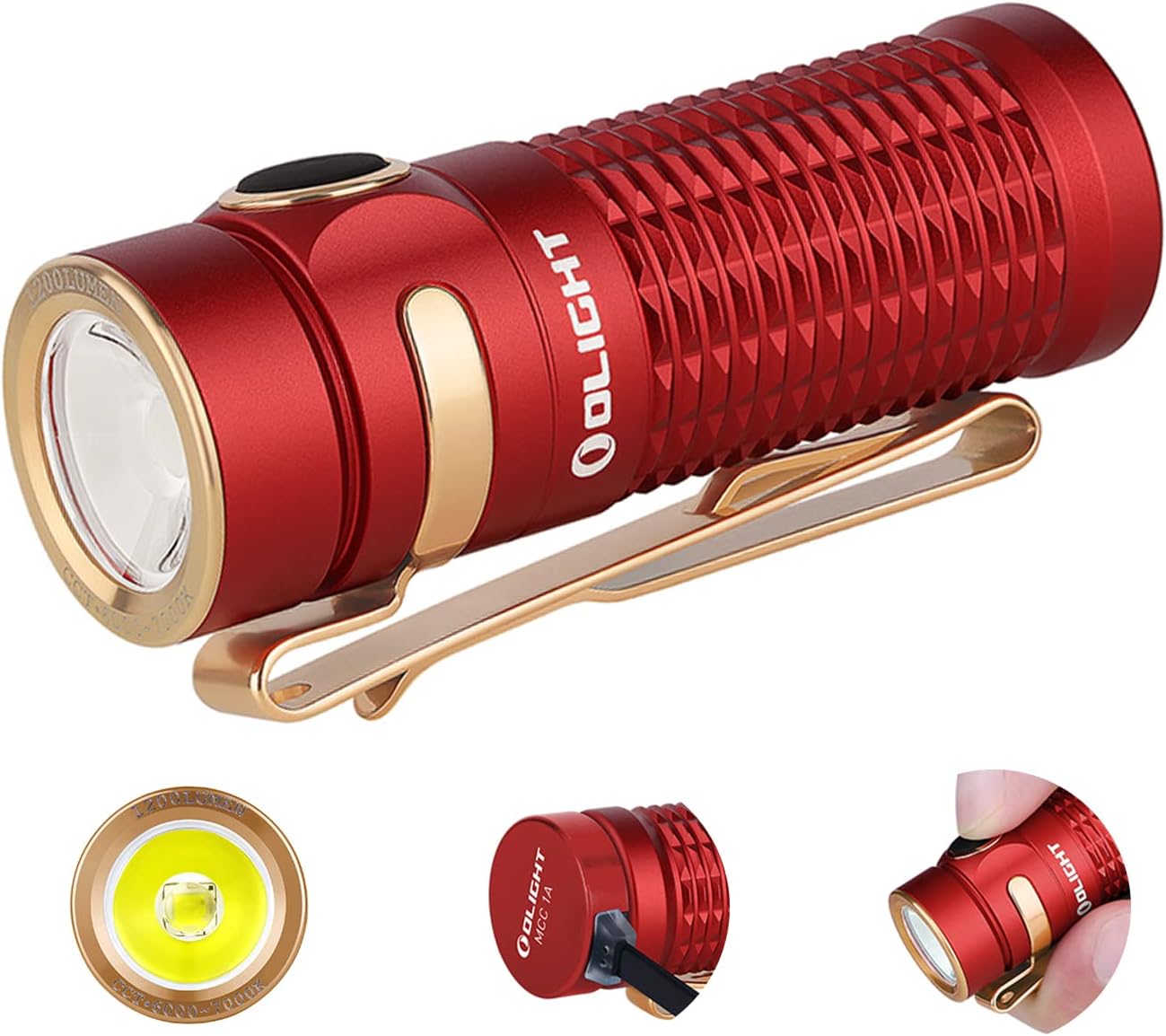 1200 Lumens Ultra-Compact Rechargeable EDC Flashlight (Red) N571835