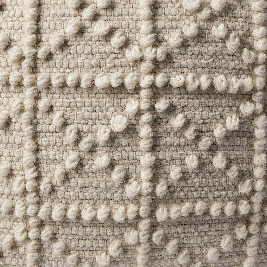 Ivory Wool Square Pouf C9255
