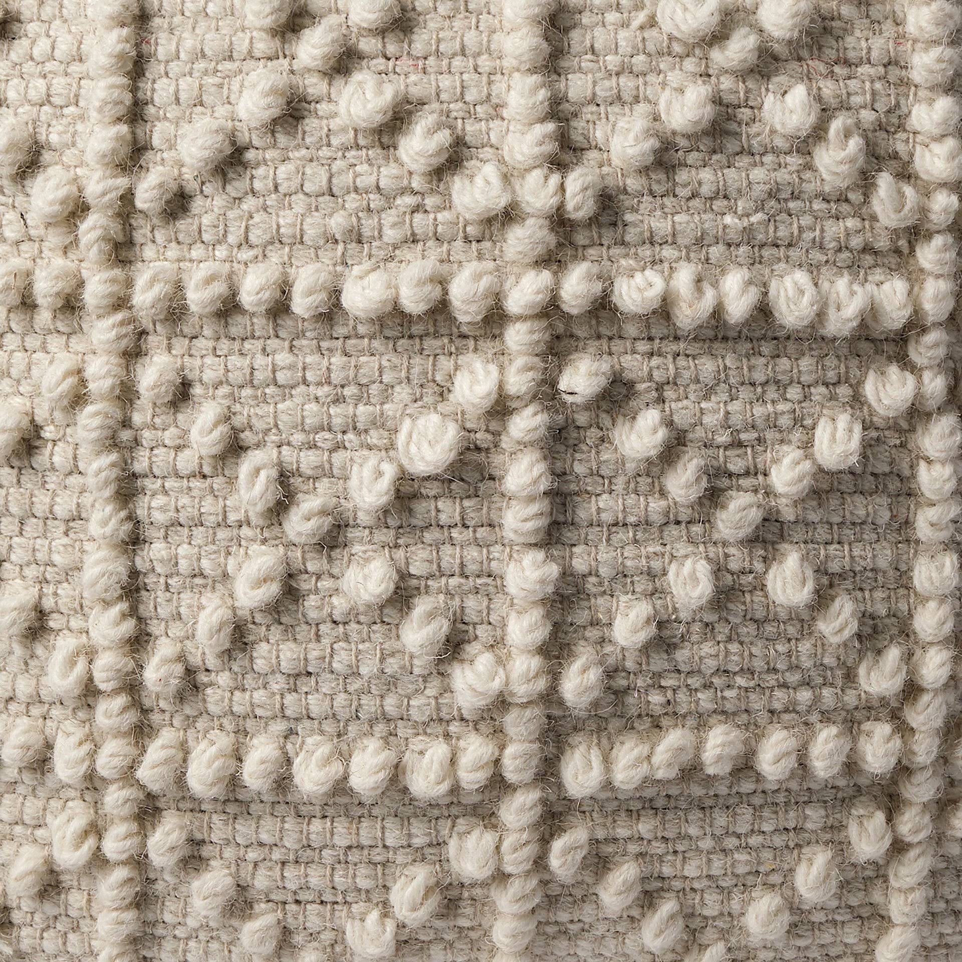 Ivory Wool Square Pouf C9255