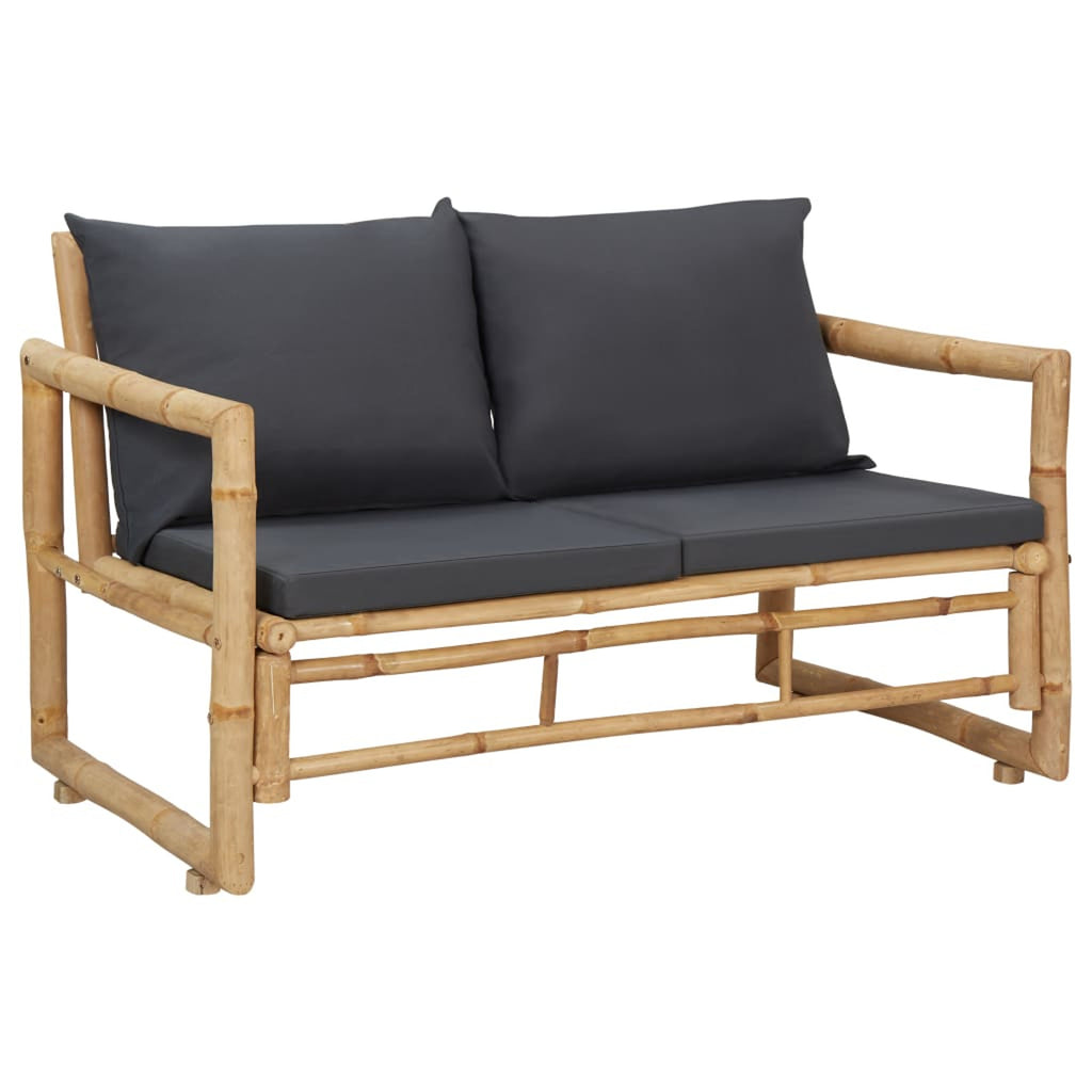 4 Piece Dark Gray Cushioned Patio Lounge Set with Table and 2 Chairs Y62284