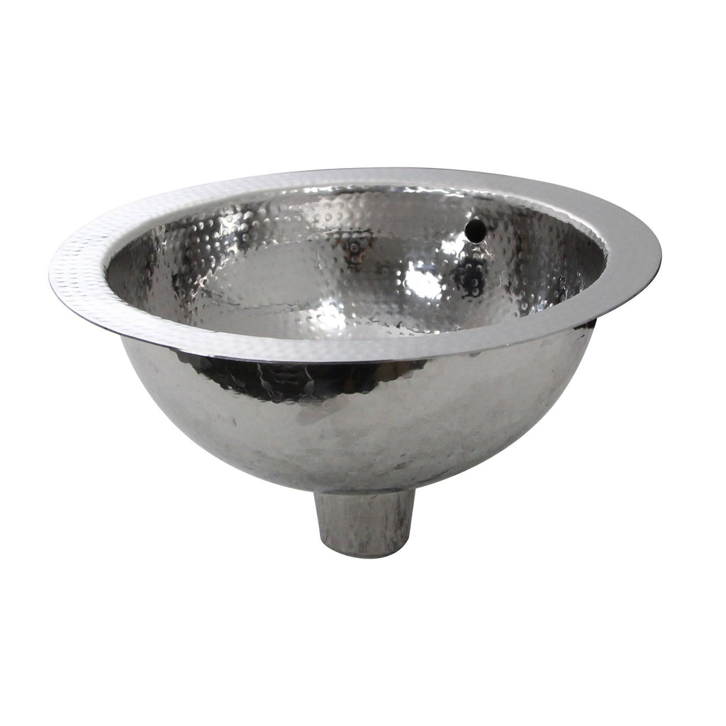 13 inch Hand Hammered Stainless Steel Round Undermount Bathroom Sink with Overflow W4970