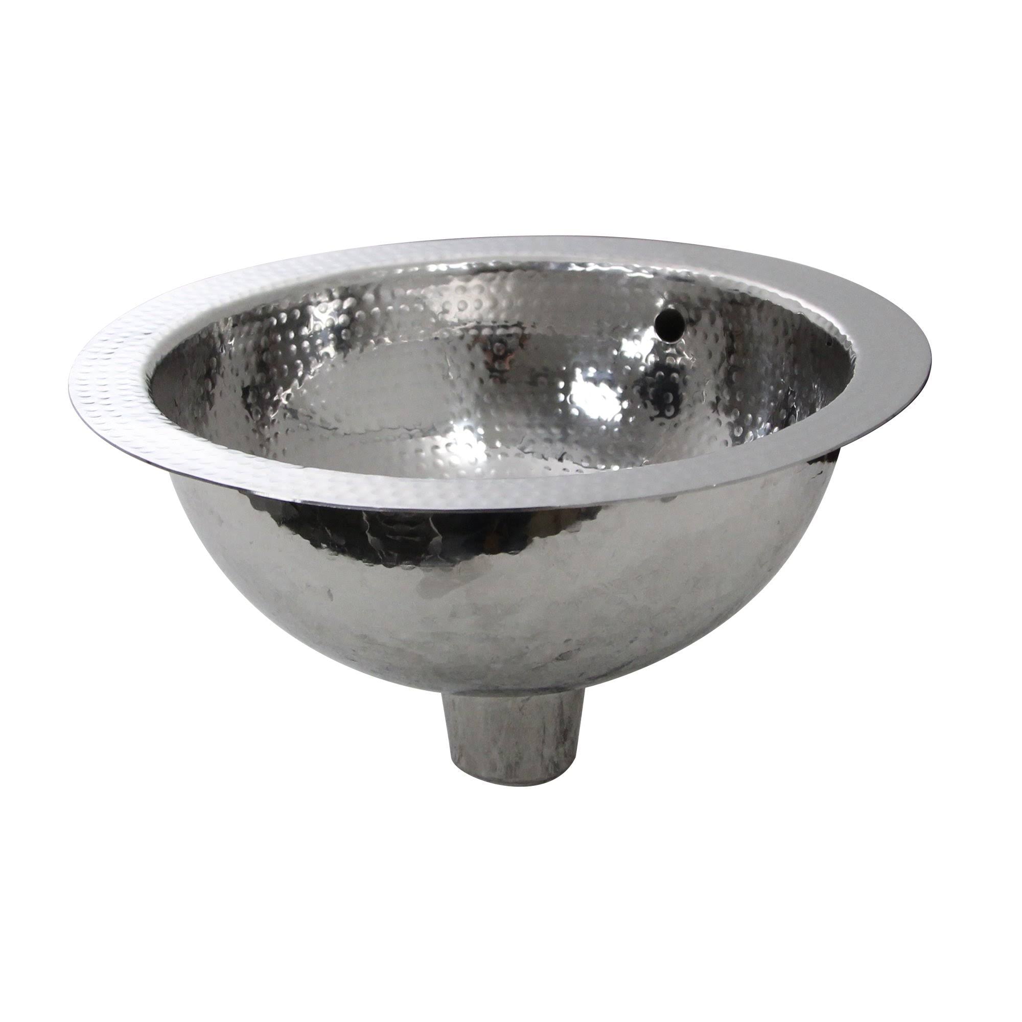 13 inch Hand Hammered Stainless Steel Round Undermount Bathroom Sink with Overflow W4970