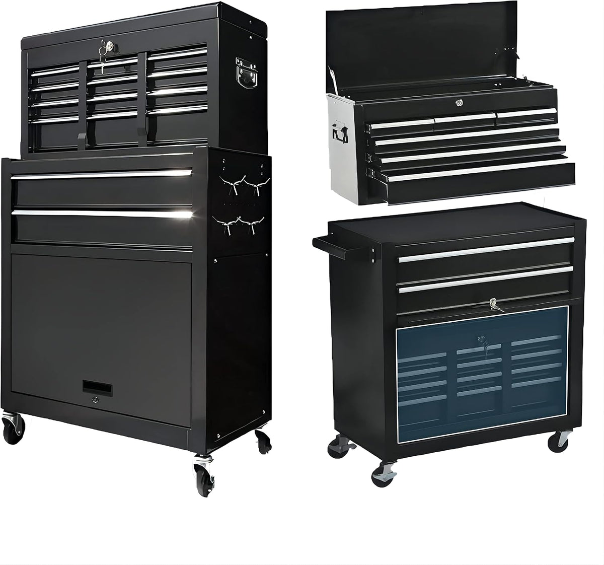8-Drawer Blue Rolling Tool Chest with Lock V698