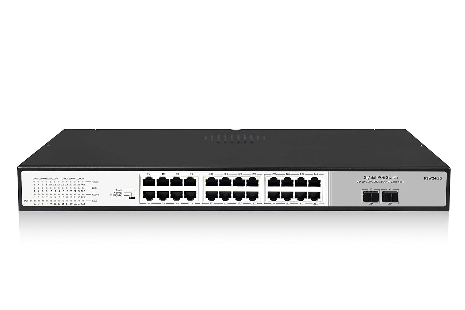 24 Port Gigabit PoE Switch with 2 SFP Uplink Ports, 300W Budget H516083