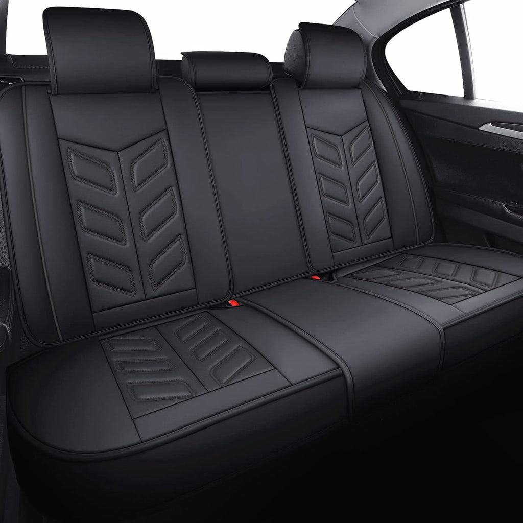 Front Pair Black+Red Faux Leather Car Seat Covers O22562