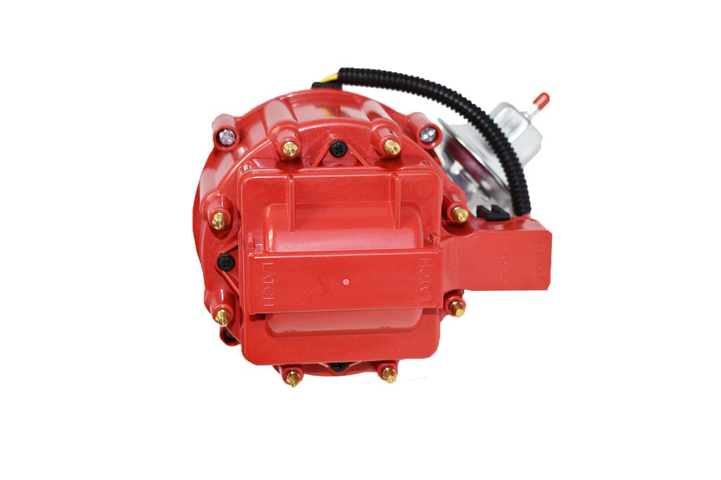 HEI Distributor, 8.0mm Spark Plug Wires, and Battery-Pigtail Harness Kit with Red Cap R516