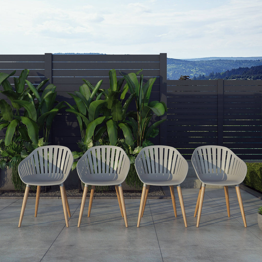 5-Piece Round Patio Dining Set Eucalyptus Wood R536976