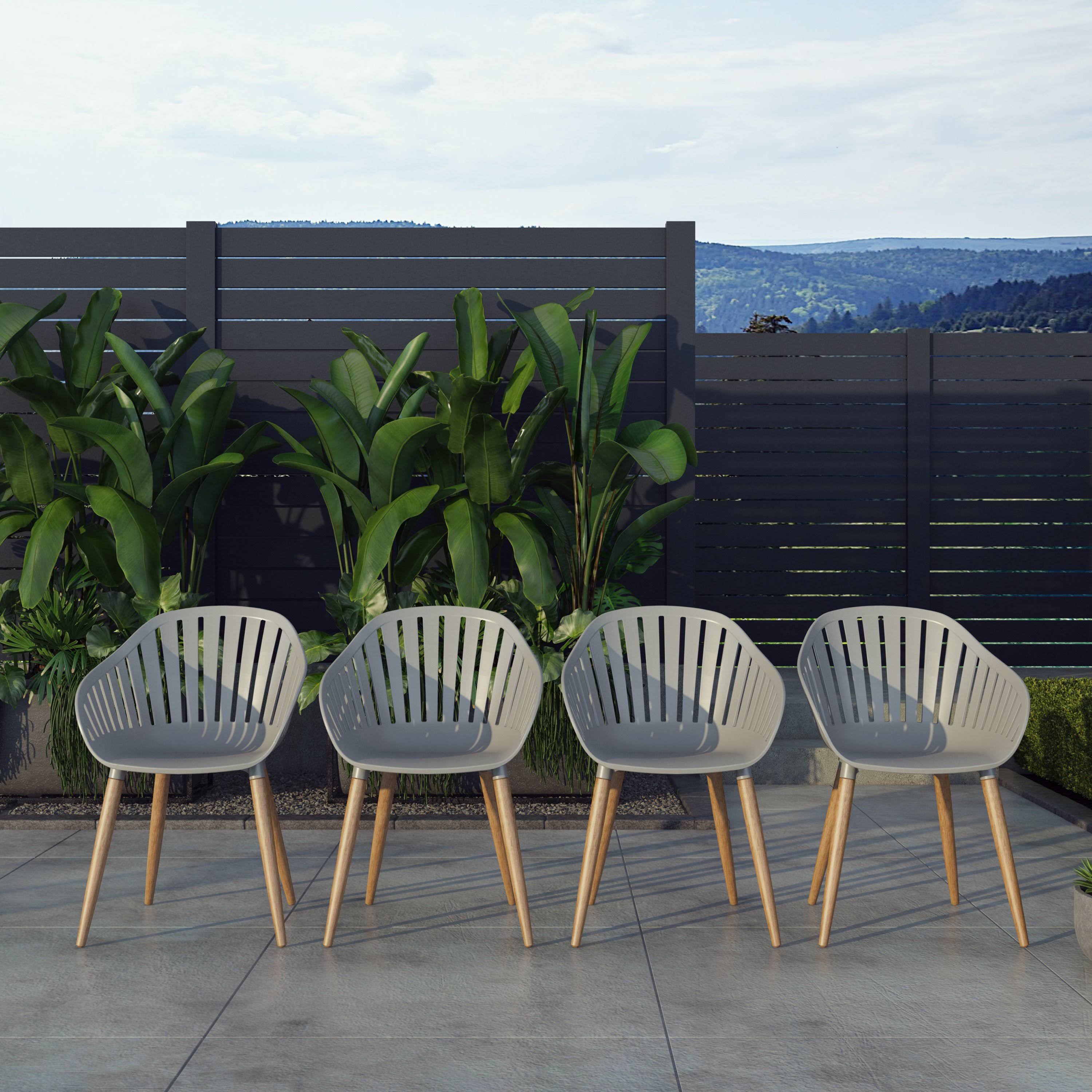 5-Piece Round Patio Dining Set Eucalyptus Wood R536976