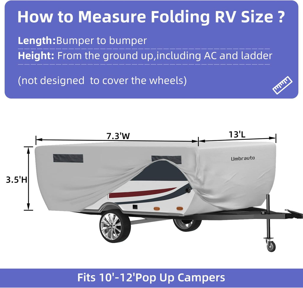 Gray Waterproof Pop Up Camper Cover for 10' - 12' Trailers K6023