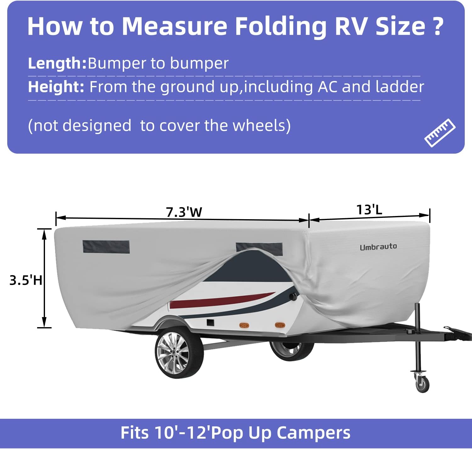 Gray Waterproof Pop Up Camper Cover for 10' - 12' Trailers K6023