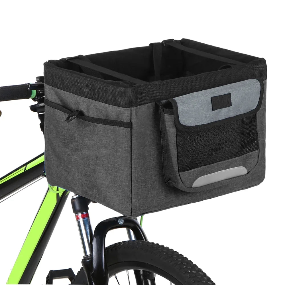 Foldable Front Basket Removable Bike Basket Dog Cat Carrier Camping Tote Bag T560064