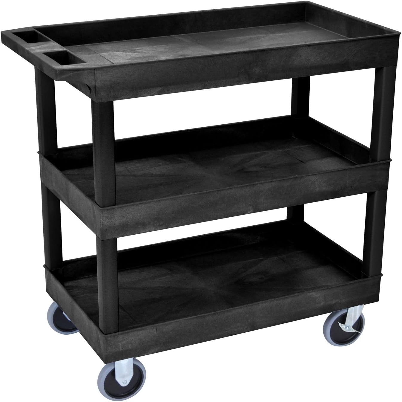 Black Mobile Utility Tub Cart with 3 Shelves B9261