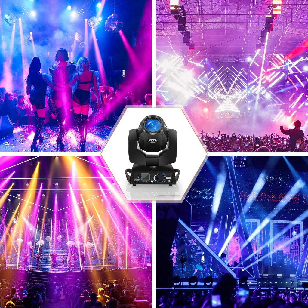 2 Pack 230W Beam Moving Head Light 8 Prisms 17 Gobos RGBW LED DJ Lighting 16CH DMX Control Q1535