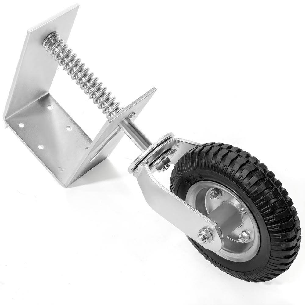 8 in. Silver Heavy-Duty Spring-Loaded Gate Caster with Adjustable Bracket W28145