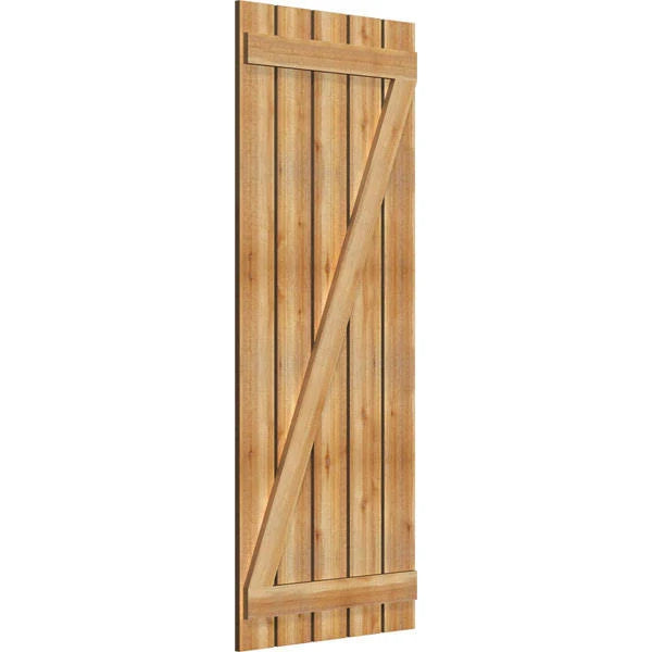 Spaced Board-n-Batten Shutters with Z-Bar, Rough Sawn Western Red Cedar V9486