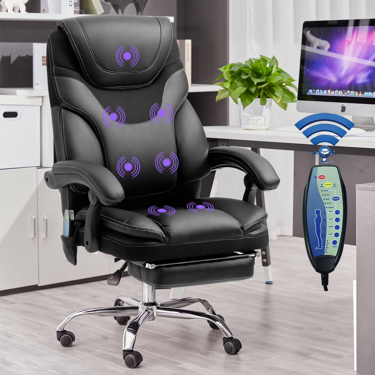 Ergonomic High Back Reclining Office Chair with Footrest J6802