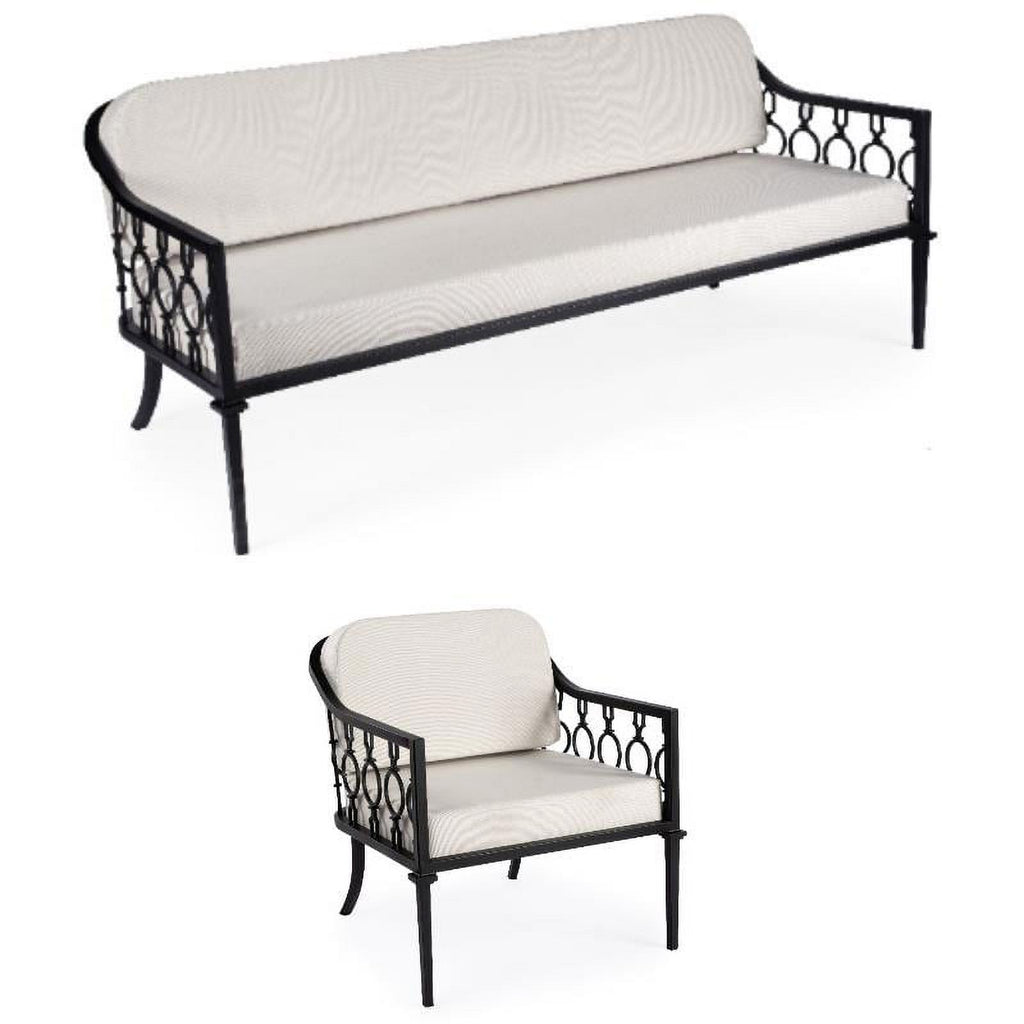 Black Outdoor Sofa and Lounge Chair 2-Piece Set B2508