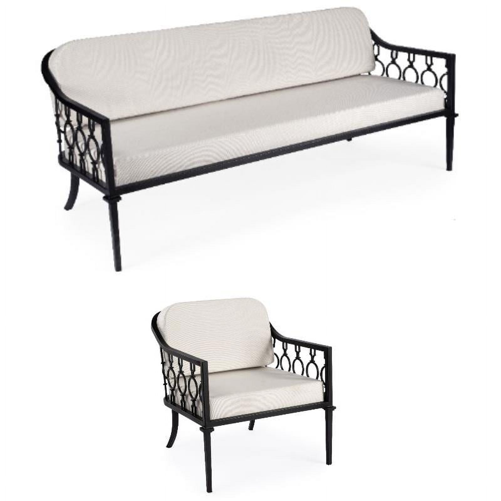 Black Outdoor Sofa and Lounge Chair 2-Piece Set B2508