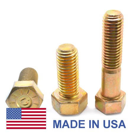 1/2 inch-20 x 3 1/2 inch Fine Thread Grade 9 Hex Cap Screw, Yellow Zinc Plated, Pk 25 C600