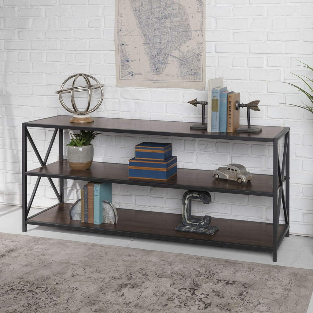60 Inch Industrial Wood Metal Bookcase R582