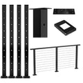 Black Square Weldless Stainless Steel Cable Railing Post 4Pack T49228