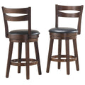 Set of 2 Black and Brown Solid Swivel Counter Stools T6999