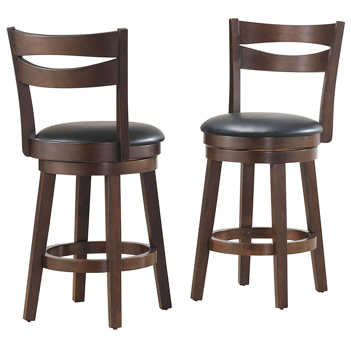 Set of 2 Black and Brown Solid Swivel Counter Stools T6999