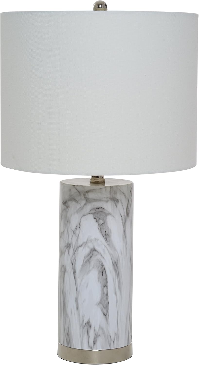 Modern Pillar Marble Table Lamp with Polished Nickel Accents N9505