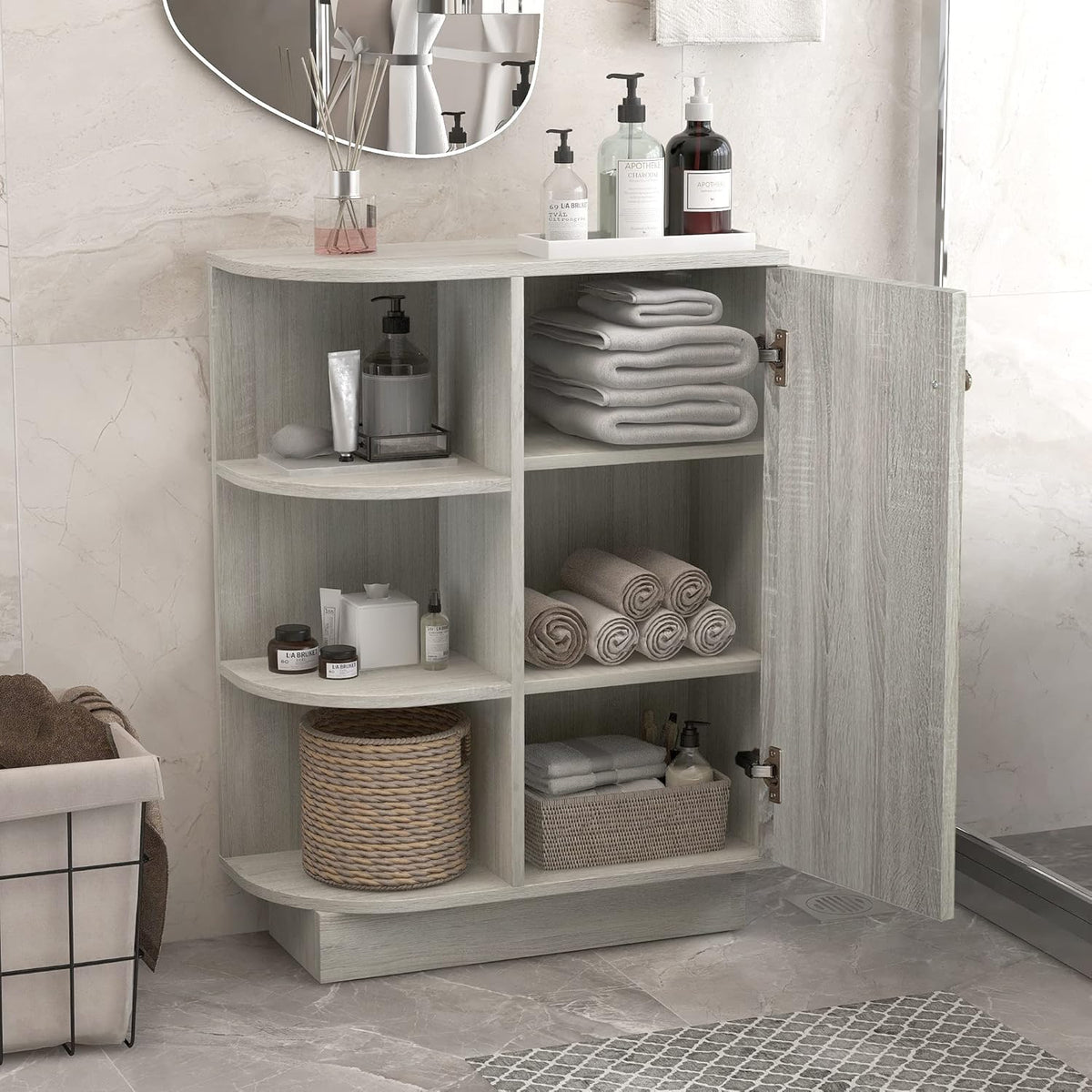 White Freestanding Organizer Cabinet with Adjustable Shelves G272