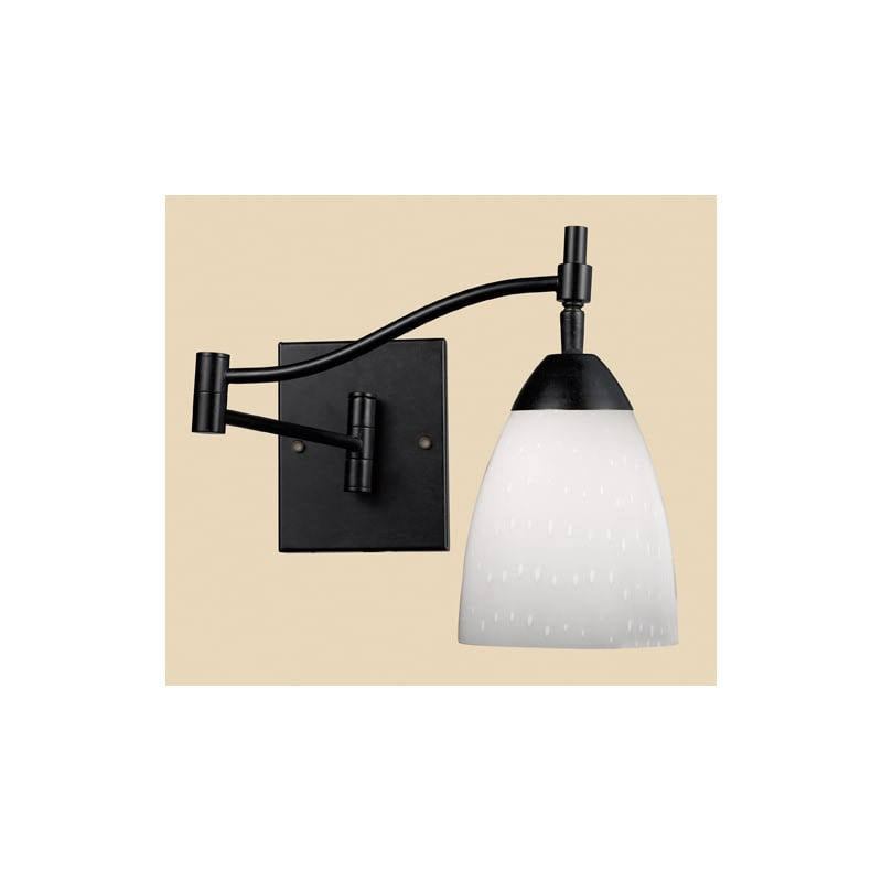 1-Light Swingarm Sconce in Dark Rust & White Swirl Glass X977726