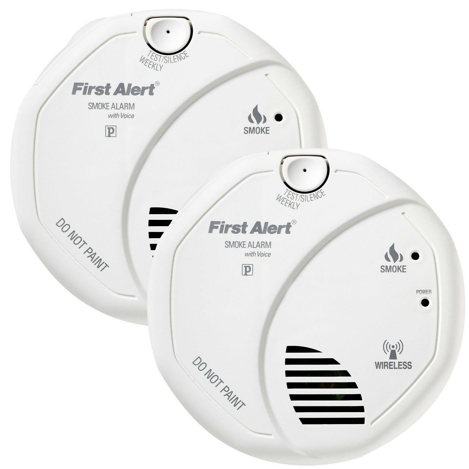 2 Pack White Wireless Smoke Alarm with Voice Location P286735