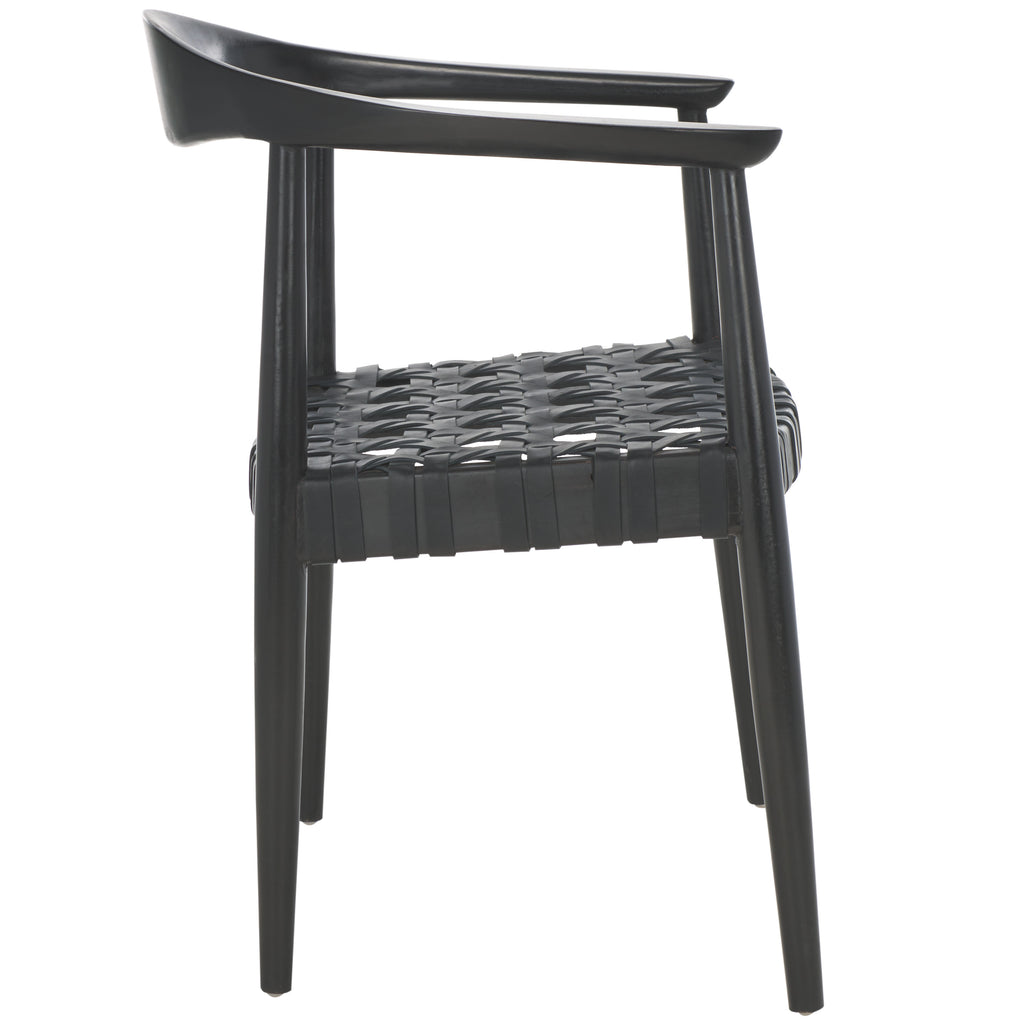 Black Leather Woven Accent Chairs G21421