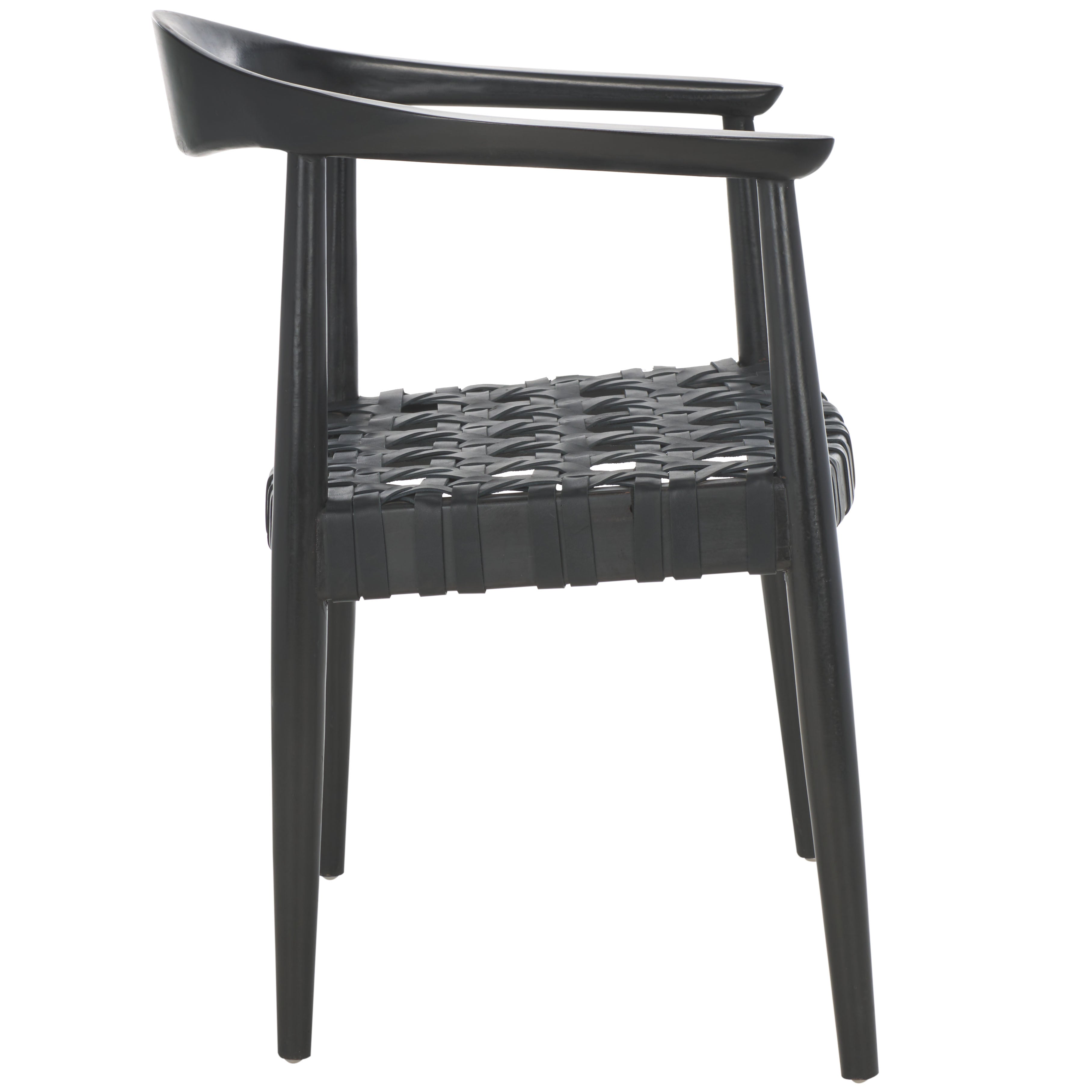 Black Leather Woven Accent Chairs G21421