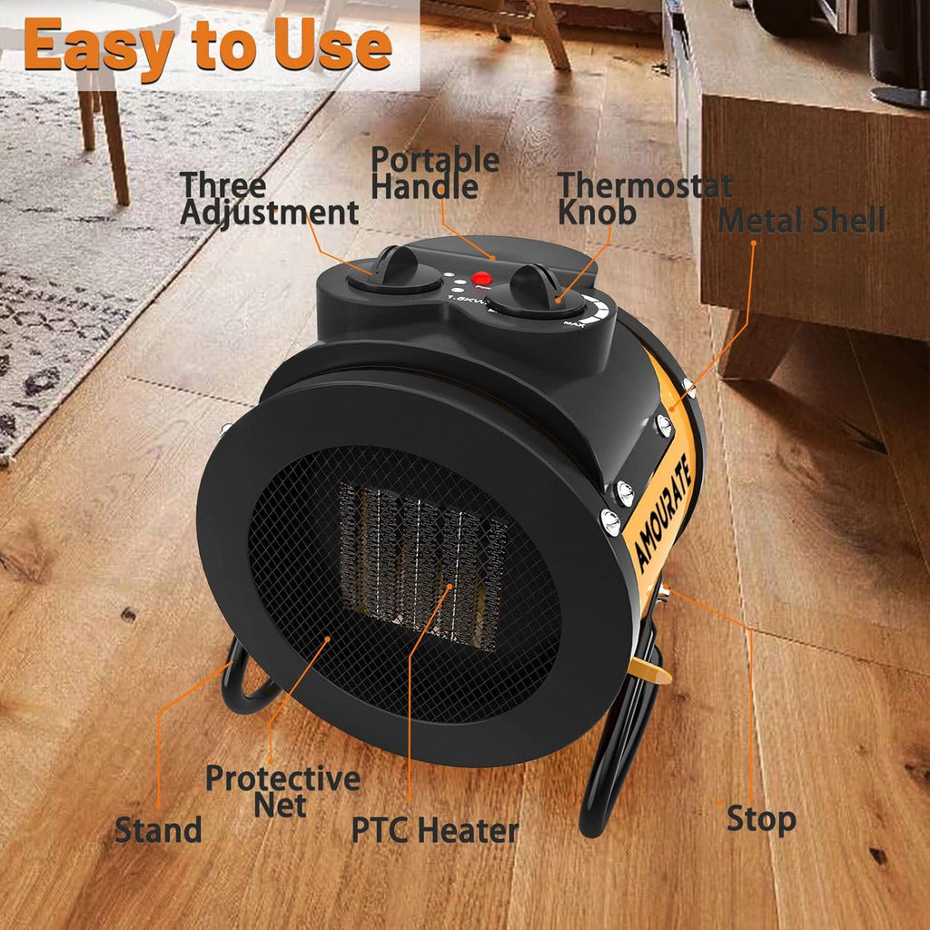 1500W Portable Electric Space Heater with Thermostat, Pack of 2 O21944